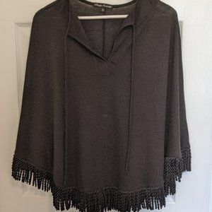 Black Fringe Poncho